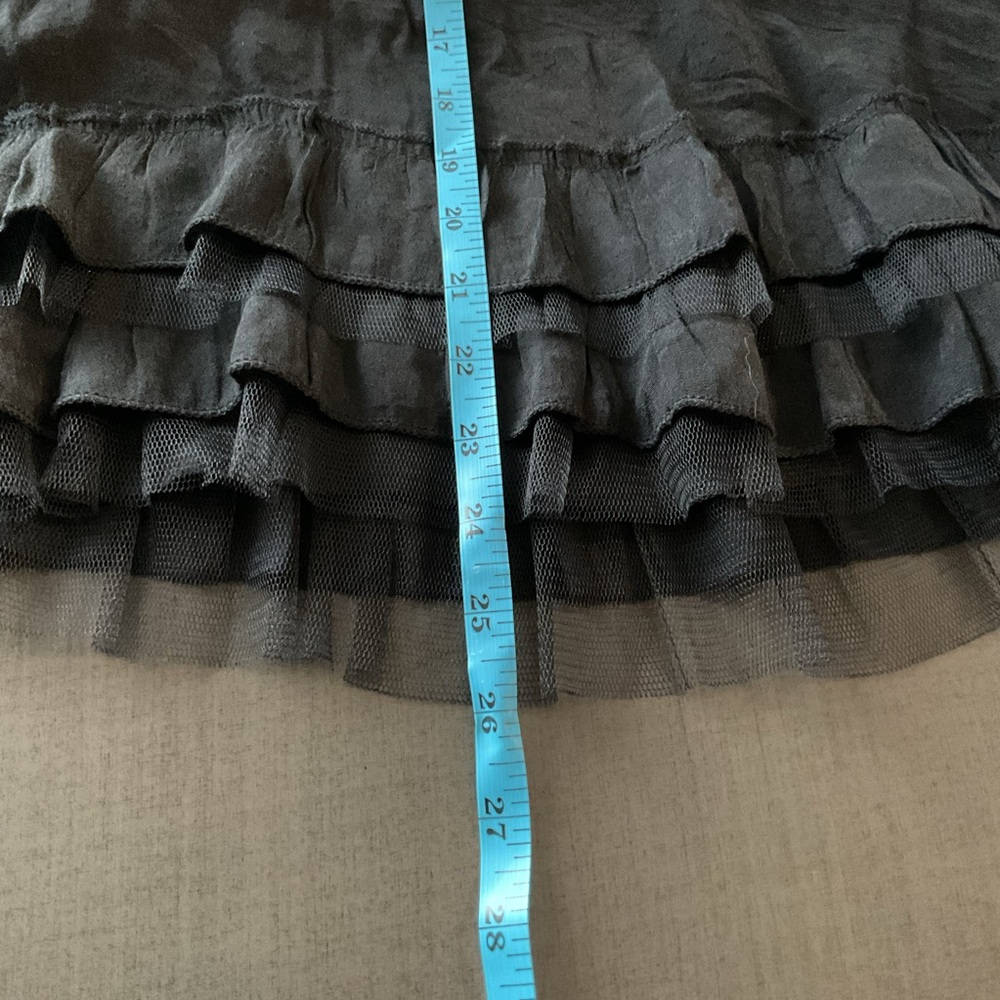 Cecico Ruffled Tulle Mesh Tank Top Black Small Gothic Edgy Racerback - Picture 8 of 8